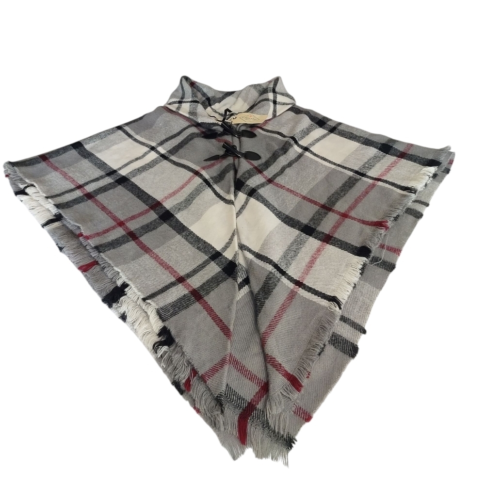 St. John's Bay Womens Classic Multicolor Plaid Sweater Poncho One Size N… - Picture 3 of 10
